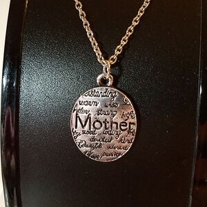 Mother Oval Silver Tone Chain 18" mom